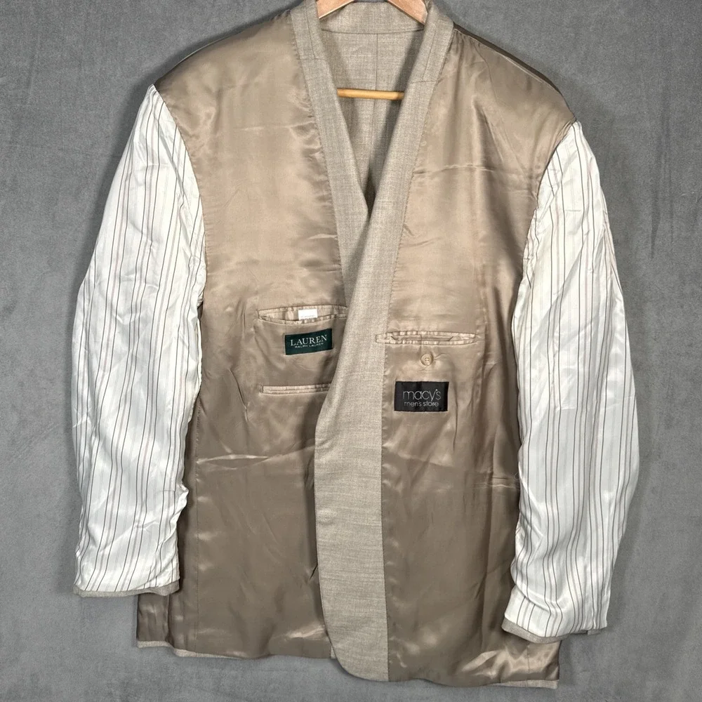 Lauren Ralph Lauren 50L Hopsack Sport Coat Blazer Tan Beige 2 Button Textured